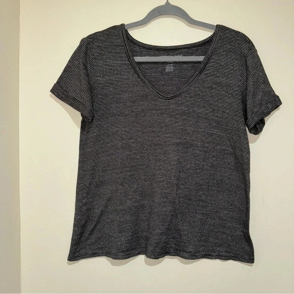 Women’s American Eagle Soft and Sexy Plush V-Neck Striped Short Sleeve Tee SizeS - Picture 6 of 14